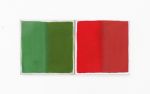 grün, grünrot, rot, Januar 2014, Pigment mit Acryl auf Leinwand, 2 Tafeln je 35 x 35cm